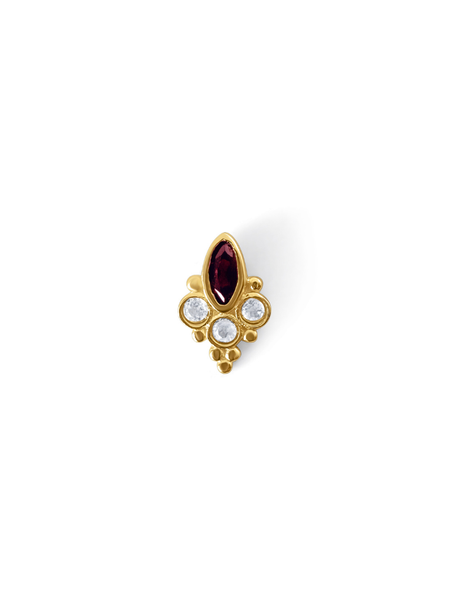 Teratai Rode Granaat Piercing 14K Goldplated-1 ST.