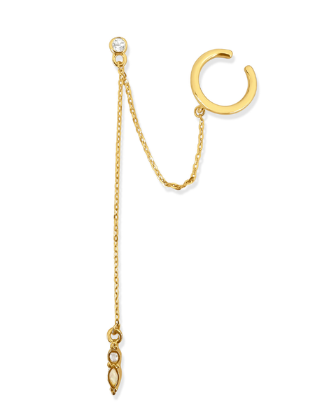 Aurelia Opaal Witte Topaas Flatback Piercing 14K Goldplated-1 ST.