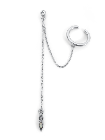 Aurelia Opaal Witte Topaas Flatback Threader Piercing-1 ST.