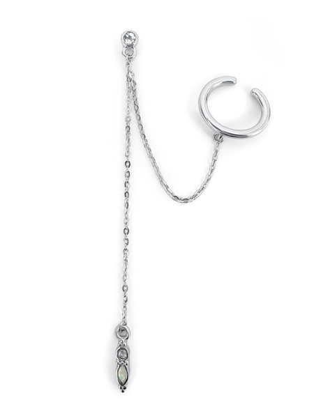 Aurelia Opaal Witte Topaas Flatback Threader Piercing-1 ST.
