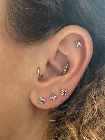 Bunga Zwarte Onyx Flatback Piercing 1 ST.