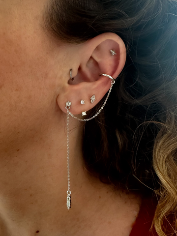 Aurelia Opaal Witte Topaas Flatback Threader Piercing-1 ST.