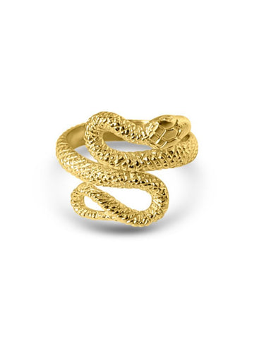 Snake Ring - 925 Sterling Zilver 14K Verguld Goud