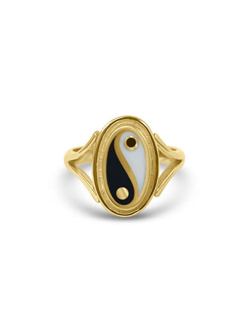 Classic Yin Yang Ring - 925 Sterling Zilver 14K Verguld Goud