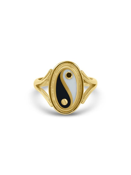 Classic Yin Yang Ring - 925 Sterling Zilver 14K Verguld Goud