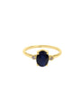 Sahayak Blauwe Saffier Ring - 925 Sterling Zilver 14K Verguld Goud