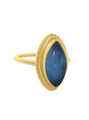 Lembut Blauwe Chalcedoon Ring - 925 Sterling Zilver 14K Verguld Goud